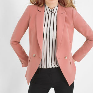 NWT WH|BM Blush Double-Breasted Blazer, Size 12